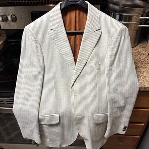 Haggar Cream Sport Coat with Subtle Pinstripes